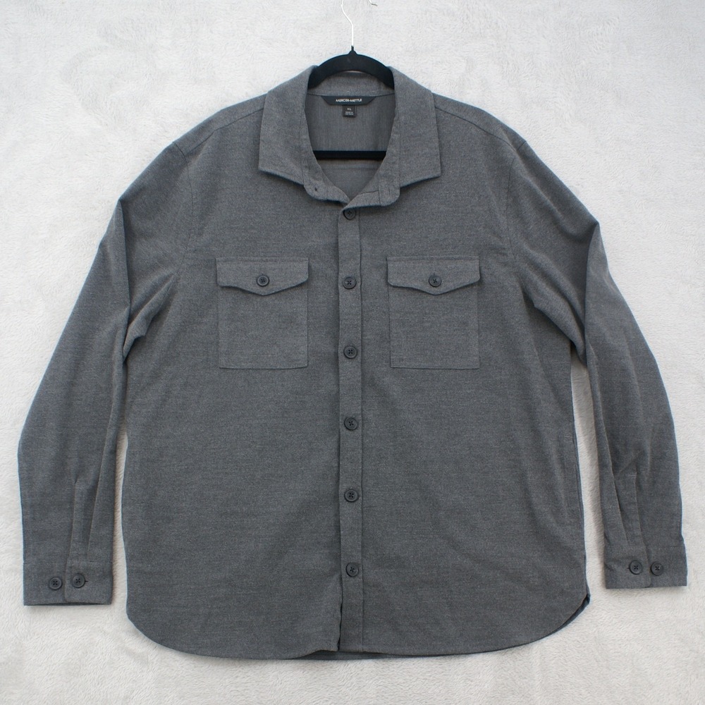 Mercer + Mettle Men's XL Gray Utility Overshirt Button Up